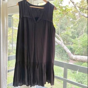 JCrew Black Ruffle Hem Tank Shift Dress. Size Medium.